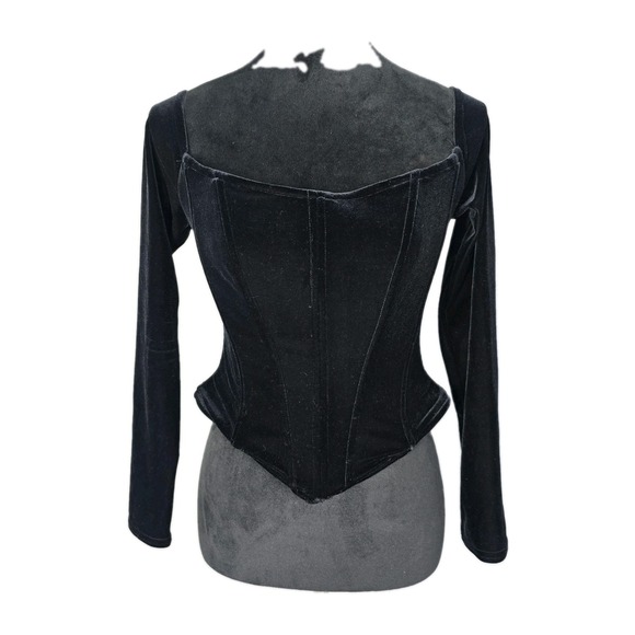 Jessica McClintock Tops - Jessica McClintock Velvet VTG Long Sleeve Bone Corset 8 Whimsigoth Witchy Gypsy